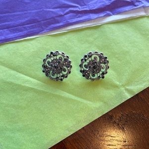 VTG Silver plated clip on earrings circular